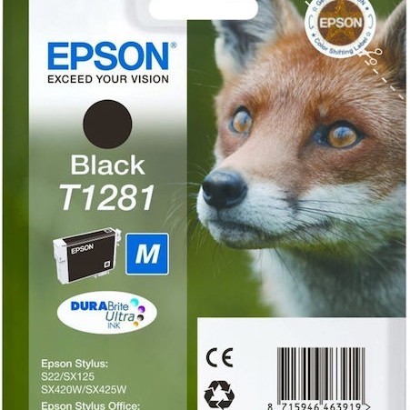 Epson T1281M Γνήσιο Μελάνι Εκτυπωτή InkJet Μαύρο (C13T12814010)