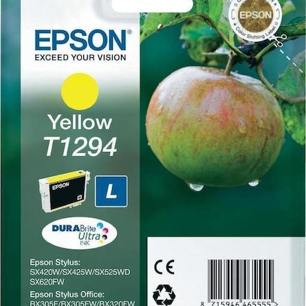 Epson T1294L Γνήσιο Μελάνι Εκτυπωτή InkJet Κίτρινο (C13T12944010 C13T12944011 C13T12944012)
