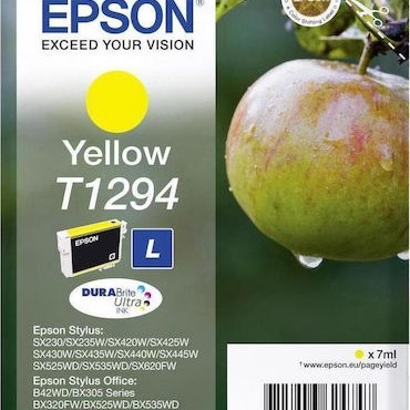 Epson T1294L Γνήσιο Μελάνι Εκτυπωτή InkJet Κίτρινο (C13T12944010 C13T12944011 C13T12944012)