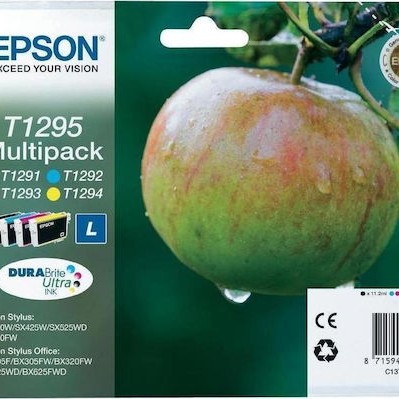 Epson T1295L Γνήσιο Πακέτο 4 Μελανιών Εκτυπωτή InkJet Κίτρινο / Κυανό / Ματζέντα / Μαύρο (C13T12954010 C13T12954012)
