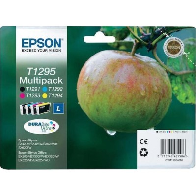 Epson T1295L Γνήσιο Πακέτο 4 Μελανιών Εκτυπωτή InkJet Κίτρινο / Κυανό / Ματζέντα / Μαύρο (C13T12954010 C13T12954012)