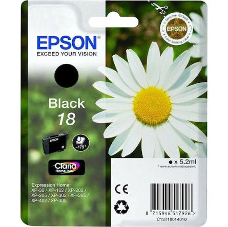 Epson 18 Γνήσιο Μελάνι Εκτυπωτή InkJet Μαύρο (C13T18014010 C13T18014012)