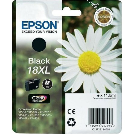 Epson 18XL Γνήσιο Μελάνι Εκτυπωτή InkJet Μαύρο (C13T18114012 C13T18114010)