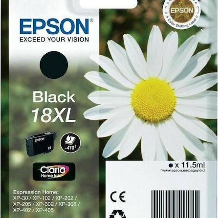 Epson 18XL Γνήσιο Μελάνι Εκτυπωτή InkJet Μαύρο (C13T18114012 C13T18114010)