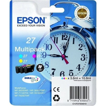 Epson 27 Γνήσιο Πακέτο 3 Μελανιών Εκτυπωτή InkJet Κίτρινο / Κυανό / Ματζέντα (C13T27054010 C13T27054012)