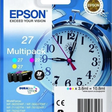 Epson 27 Γνήσιο Πακέτο 3 Μελανιών Εκτυπωτή InkJet Κίτρινο / Κυανό / Ματζέντα (C13T27054010 C13T27054012)