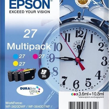 Epson 27 Γνήσιο Πακέτο 3 Μελανιών Εκτυπωτή InkJet Κίτρινο / Κυανό / Ματζέντα (C13T27054010 C13T27054012)