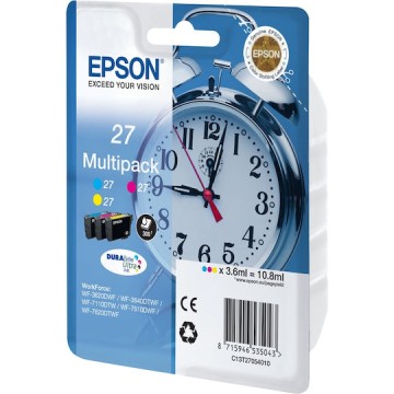 Epson 27 Γνήσιο Πακέτο 3 Μελανιών Εκτυπωτή InkJet Κίτρινο / Κυανό / Ματζέντα (C13T27054010 C13T27054012)