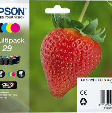 Epson 29 Γνήσιο Πακέτο 4 Μελανιών Εκτυπωτή InkJet Κίτρινο / Κυανό / Ματζέντα / Μαύρο (C13T29864010 C13T29864012)