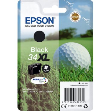 Epson 34XL Γνήσιο Μελάνι Εκτυπωτή InkJet Μαύρο (C13T34714010)