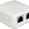 DeLock Διπλή Εξωτερική Πρίζα Δικτύου RJ45 Τύπου Cat6 σε Λευκό Χρώμα 86197