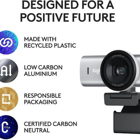 Logitech MX BRIO 705 for Business Web Camera 4K με Autofocus Ασημί