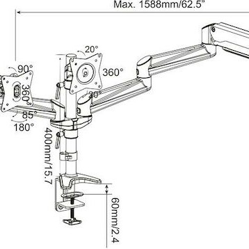Digitus Βάση Γραφείου για 3 Οθόνες έως 27