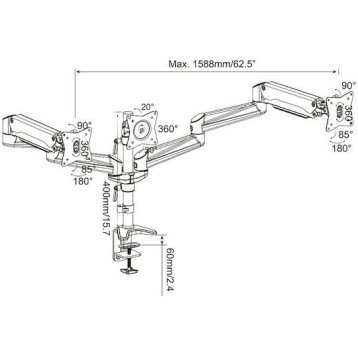 Digitus Βάση Γραφείου για 3 Οθόνες έως 27