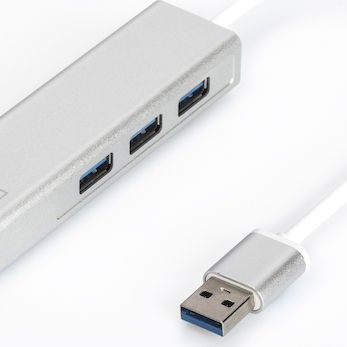 Digitus USB 3.0 Hub 3 Θυρών με σύνδεση USB-A / Ethernet Ασημί