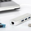 Digitus USB 3.0 Hub 3 Θυρών με σύνδεση USB-A / Ethernet Ασημί