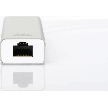 Digitus USB 3.0 Hub 3 Θυρών με σύνδεση USB-A / Ethernet Ασημί