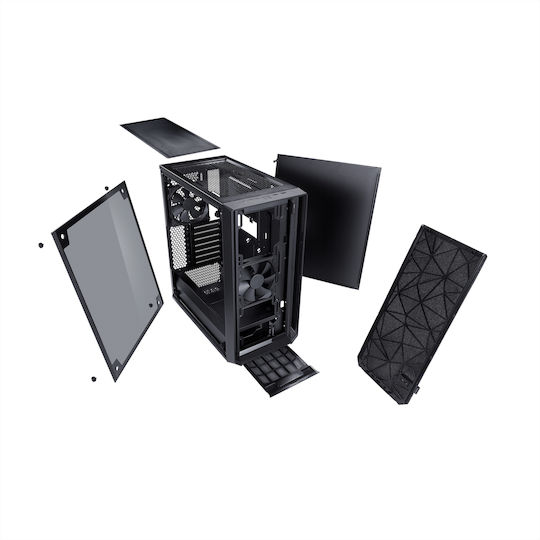 Fractal Design Meshify C Dark Tempered Glass Midi Tower Κουτί Υπολογιστή με Πλαϊνό Παράθυρο Μαύρο