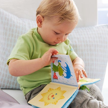 Haba Βιβλίο Δραστηριοτήτων Βρεφικό Βιβλιαράκι Βάτραχος από Ύφασμα με Ήχους για Νεογέννητα