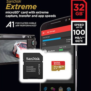 Sandisk Extreme microSDHC 32GB Class 10 U3 V30 A1 UHS-I με αντάπτορα