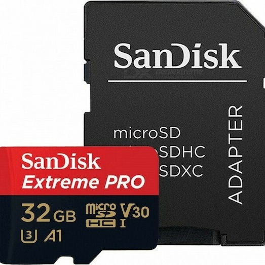 Sandisk Extreme Pro microSDHC 32GB Class 10 U3 V30 A1 UHS-I με αντάπτορα