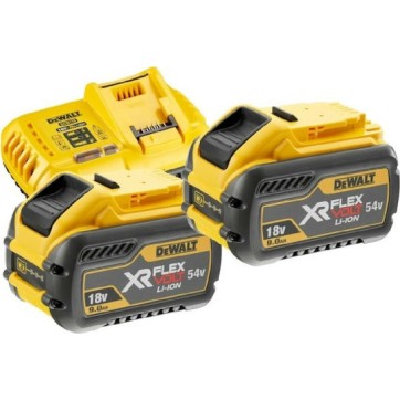 Dewalt Σετ 2 Μπαταριών Εργαλείου Λιθίου 54V Χωρητικότητας 9Ah με Φορτιστή Flexvolt
