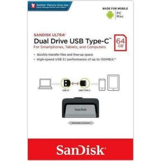 Sandisk Ultra Dual Drive 64GB USB 3.1 Stick με σύνδεση USB-A & USB-C Λευκό