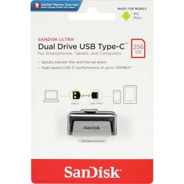 Sandisk Ultra Dual Drive 256GB USB 3.1 Stick με σύνδεση USB-A & USB-C Μαύρο