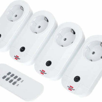 Brennenstuhl Comfort-Line Remote Control Set 4x IP20 Μονόπριζο με Διακόπτη, Τηλεχειριστήριο και Καλώδιο 25m 4τμχ