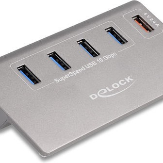 DeLock USB 3.2 Hub 10 Θυρών με σύνδεση USB-A Γκρι