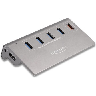 DeLock USB 3.2 Hub 10 Θυρών με σύνδεση USB-A Γκρι