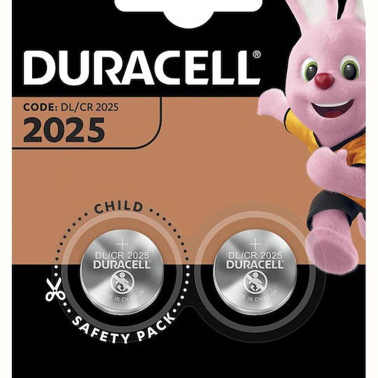 Duracell Long Lasting Power Μπαταρίες Λιθίου Ρολογιών CR2025 3V 2τμχ