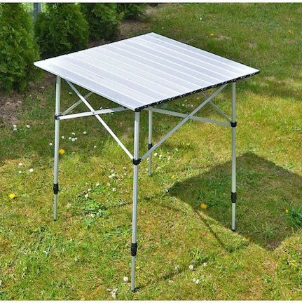 High Peak Aluminium Camping Table Τραπέζι Πλαστικό για Camping Πτυσσόμενο 70x70x70cm Ασημί