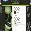 HP 302 Γνήσιο Πακέτο 2 Μελανιών Εκτυπωτή InkJet Μαύρο (X4D37AE)