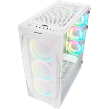 Sharkoon REV300 Gaming Full Tower Κουτί Υπολογιστή με Πλαϊνό Παράθυρο και RGB Φωτισμό Λευκό