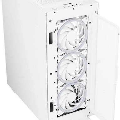 Sharkoon REV300 Gaming Full Tower Κουτί Υπολογιστή με Πλαϊνό Παράθυρο και RGB Φωτισμό Λευκό