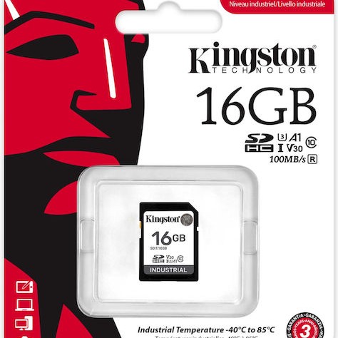 Kingston Industrial SDHC 16GB Class 10 U1 V10 A1 UHS-I