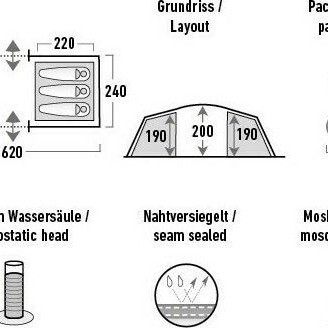 High Peak Tauris 6 Χειμερινή Σκηνή Camping Τούνελ Γκρι με Διπλό Πανί για 6 Άτομα 620x240x190εκ.