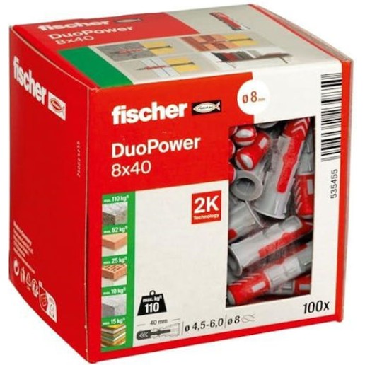 fischer Duopower Ούπα Πλαστικό 8x40mm 100τμχ