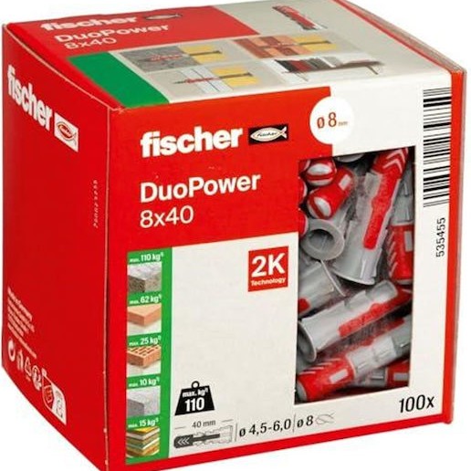 fischer Duopower Ούπα Πλαστικό 8x40mm 100τμχ