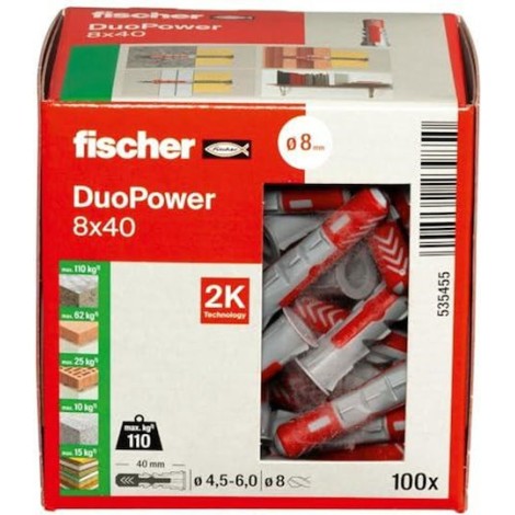 fischer Duopower Ούπα Πλαστικό 8x40mm 100τμχ