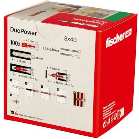 fischer Duopower Ούπα Πλαστικό 8x40mm 100τμχ