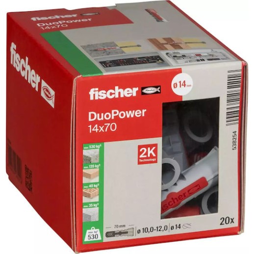 fischer Duopower Ούπα Πλαστικό 14x70mm 20τμχ