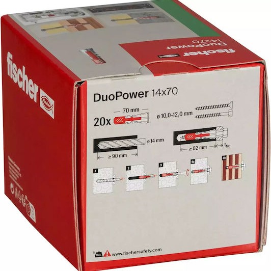 fischer Duopower Ούπα Πλαστικό 14x70mm 20τμχ
