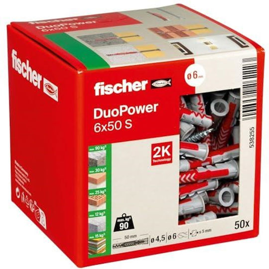 fischer Duopower Ούπα Πλαστικό 6x50mm 50τμχ 538255