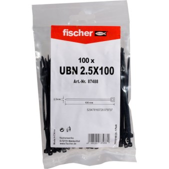 fischer Δεματικά Καλωδίων 100x2.5mm Μαύρο 100τμχ
