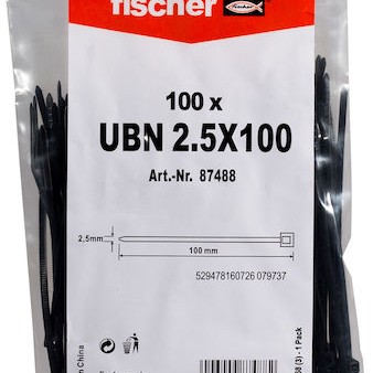 fischer Δεματικά Καλωδίων 100x2.5mm Μαύρο 100τμχ