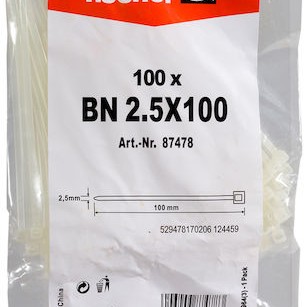 fischer Δεματικά Καλωδίων 100x2.5mm Διάφανο 100τμχ 87478