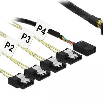 DeLock 7-Pin SATA- Mini SAS / 8 pin Cable 1m Μαύρο (DLK-83322)