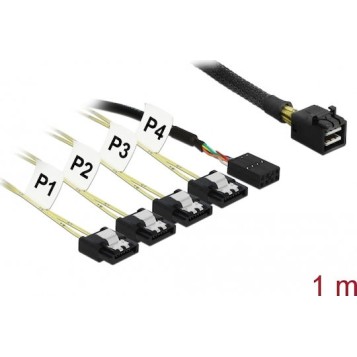 DeLock 7-Pin SATA- Mini SAS / 8 pin Cable 1m Μαύρο (DLK-83322)